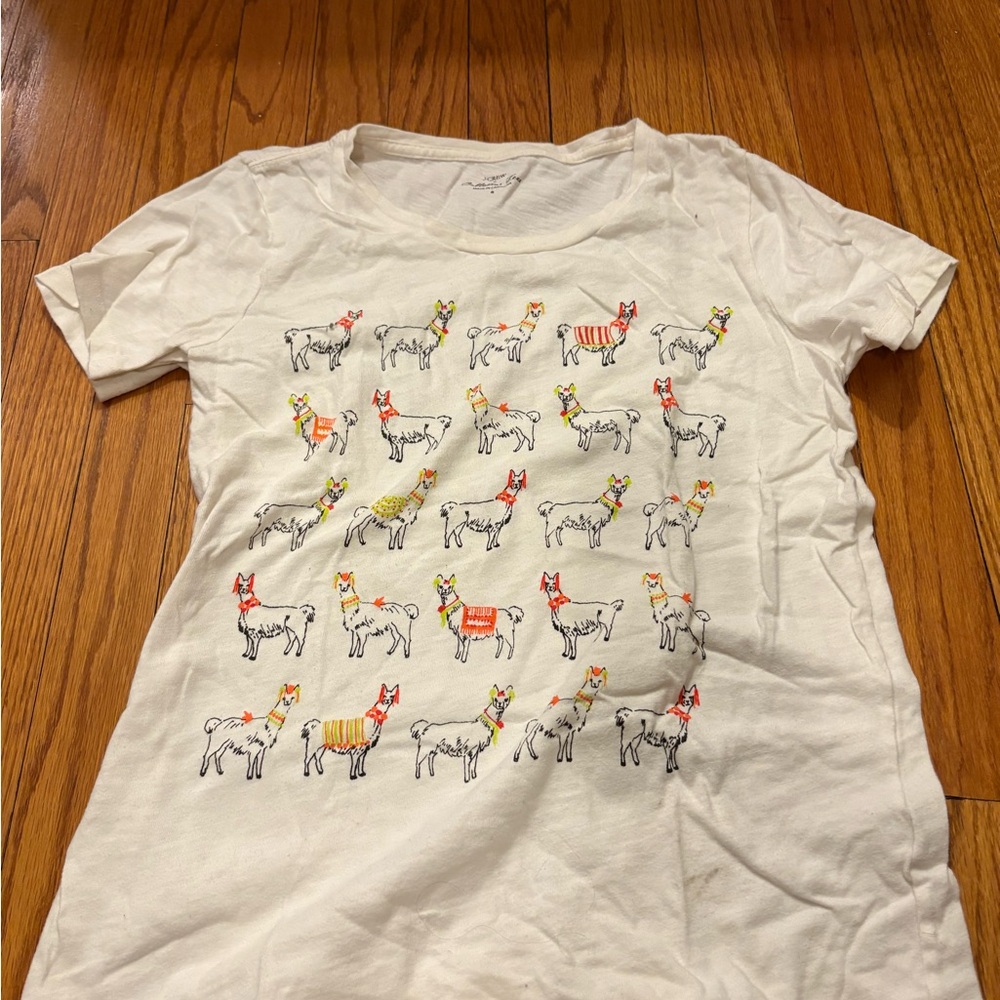 J. Crew Cream Collector Tee Llamas